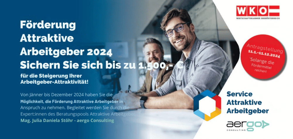 Förderscheck für das Programm Attraktive Arbeitgeber im Wert von Euro 1.500 für das Jahr 2024